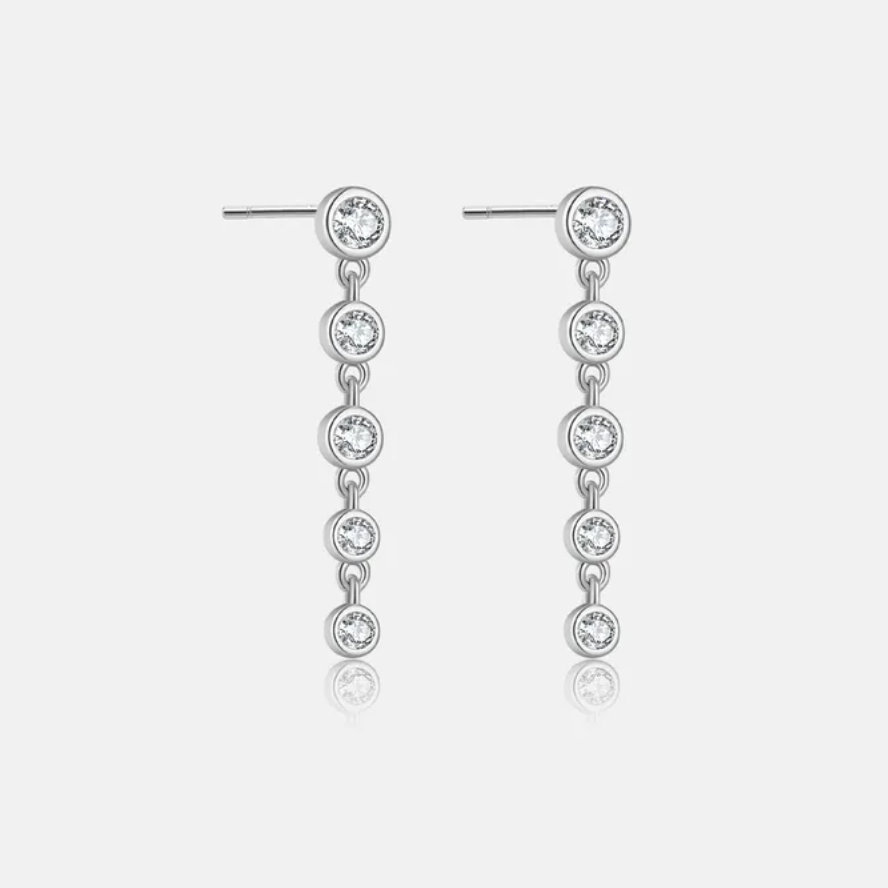 925 sterling silver bezel-set zirconia drop earrings in gold and white gold plating – Amaré Drops